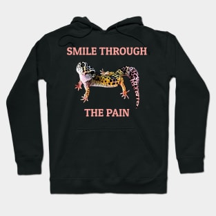 Leopard Gecko Smile Through the Pain Funny Pet Lizard Lover Hoodie